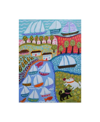 Karen Fields Dogs and Sailboats Canvas Art