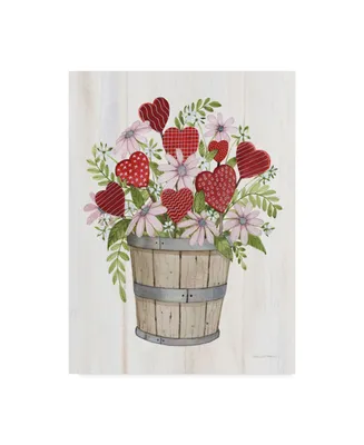 Kathleen Parr Mckenna Rustic Valentine Bushel Basket Canvas Art