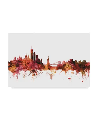 Michael Tompsett New York Skyline Red Canvas Art