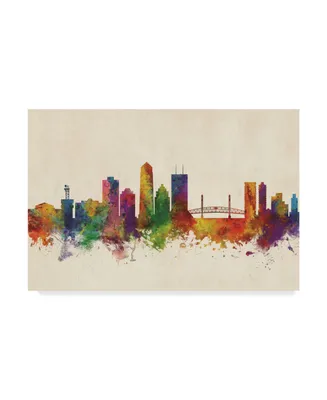 Michael Tompsett Jacksonville Florida Skyline Color Canvas Art - 15" x 20"