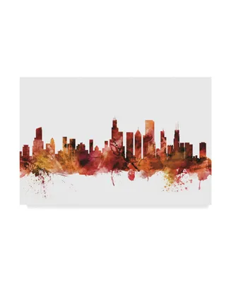 Michael Tompsett Chicago Illinois Skyline Red Canvas Art