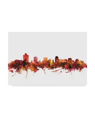 Michael Tompsett Salt Lake City Utah Skyline Red Canvas Art