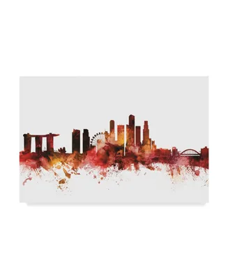 Michael Tompsett Singapore Skyline Red Canvas Art