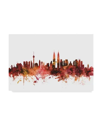 Michael Tompsett Kuala Lumpur Malaysia Skyline Red Canvas Art