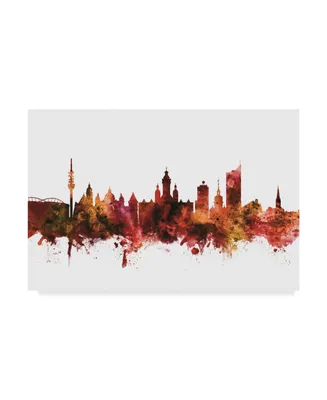 Michael Tompsett Leipzig Germany Skyline Red Canvas Art