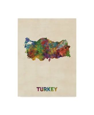 Michael Tompsett Turkey Watercolor Map Canvas Art - 15" x 20"
