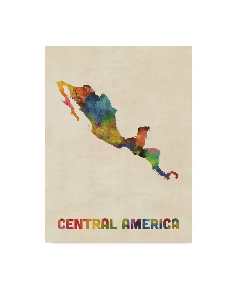 Michael Tompsett Central America and Mexico Watercolor Map Canvas Art