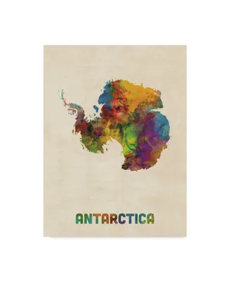 Michael Tompsett Antarctica Watercolor Map Canvas Art - 15" x 20"