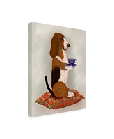 Fab Funky Basset Hound Taking Tea Canvas Art - 19.5" x 26"