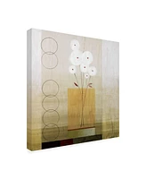 Pablo Esteban White Flowers with Circles Canvas Art - 36.5" x 48"