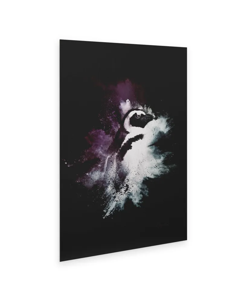 Philippe Hugonnard Wild Explosion Collection - the Penguin Floating Brushed Aluminum Art - 21" x 25"