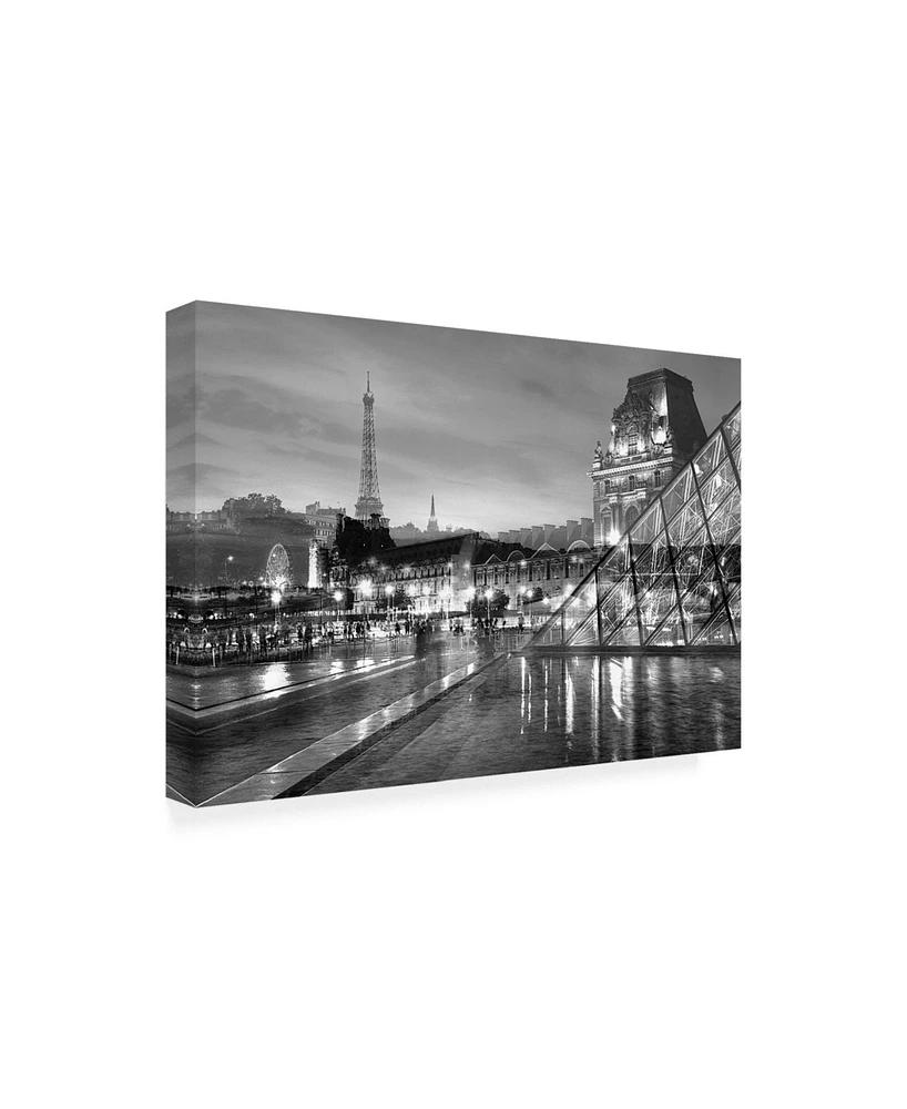 Alan Blaustein Louvre with Eiffel Tower Vista #2 Canvas Art - 19.5" x 26"