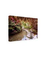 Monte Nagler Stepping Stones at Butchart Gardens Victoria B.c. Canvas Art - 15" x 20"