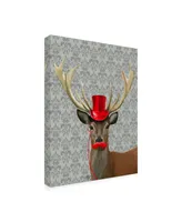 Fab Funky Deer with Red Hat and Moustache Canvas Art