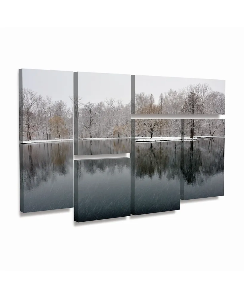 Kurt Shaffer Snowy Pond Multi Panel Art Set 6 Piece - 49" x 19"