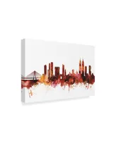 Michael Tompsett Mumbai Skyline India Bombay Red Canvas Art - 15" x 20"