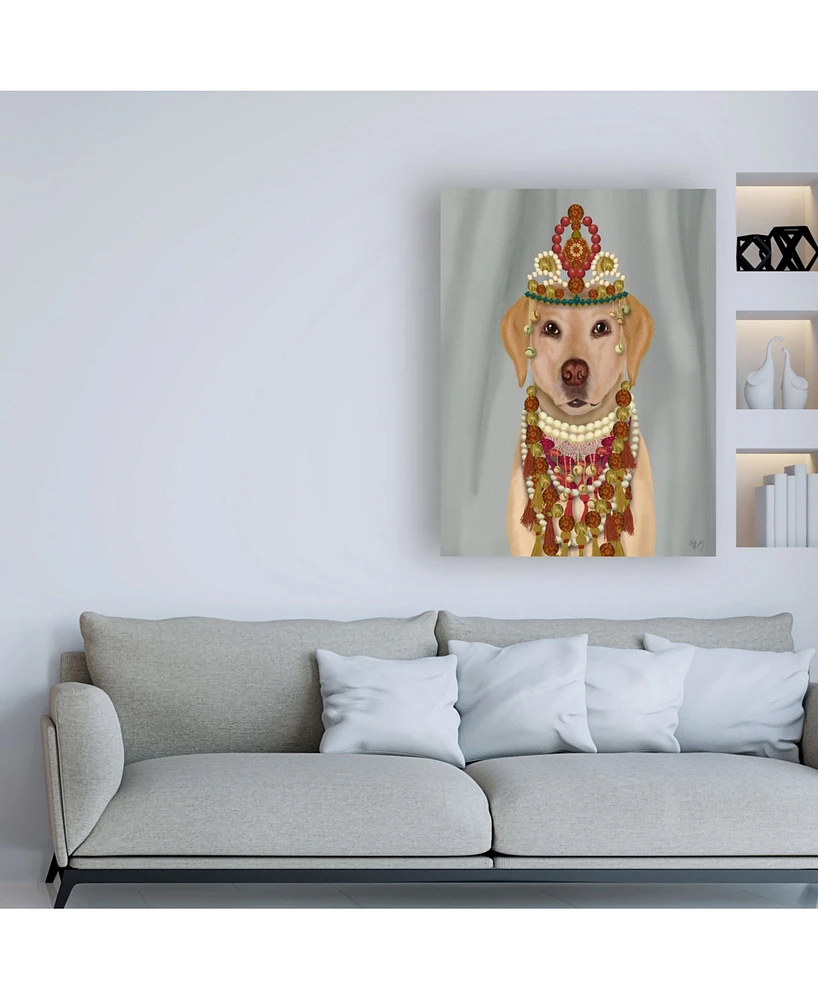 Fab Funky Yellow Labrador and Tiara, Portrait Canvas Art - 19.5" x 26"