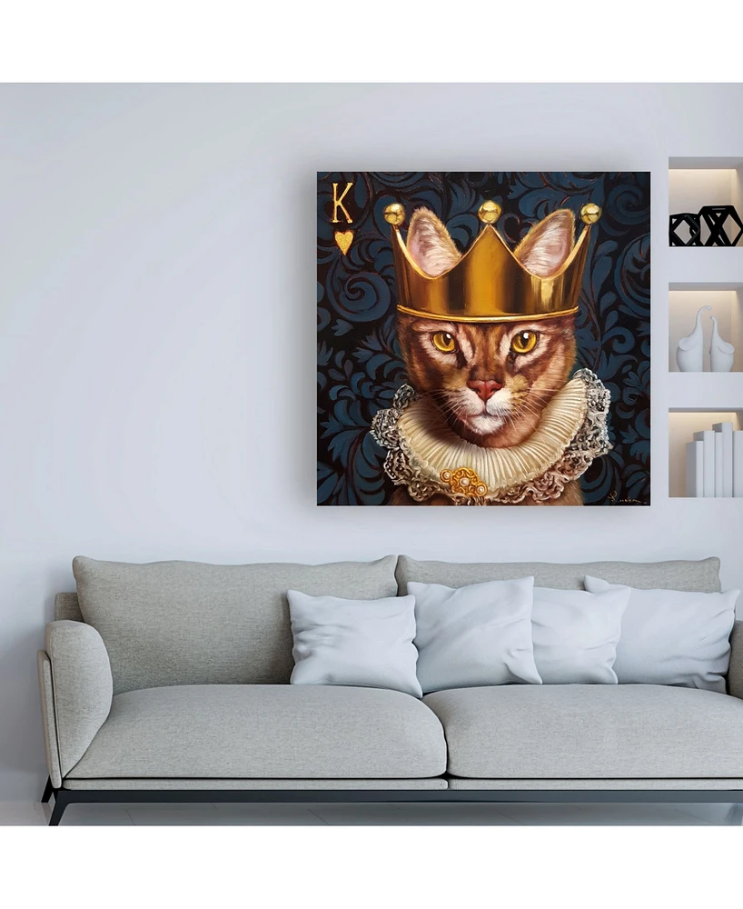 Lucia Hefferna King of Hearts Cat Canvas Art - 19.5" x 26"