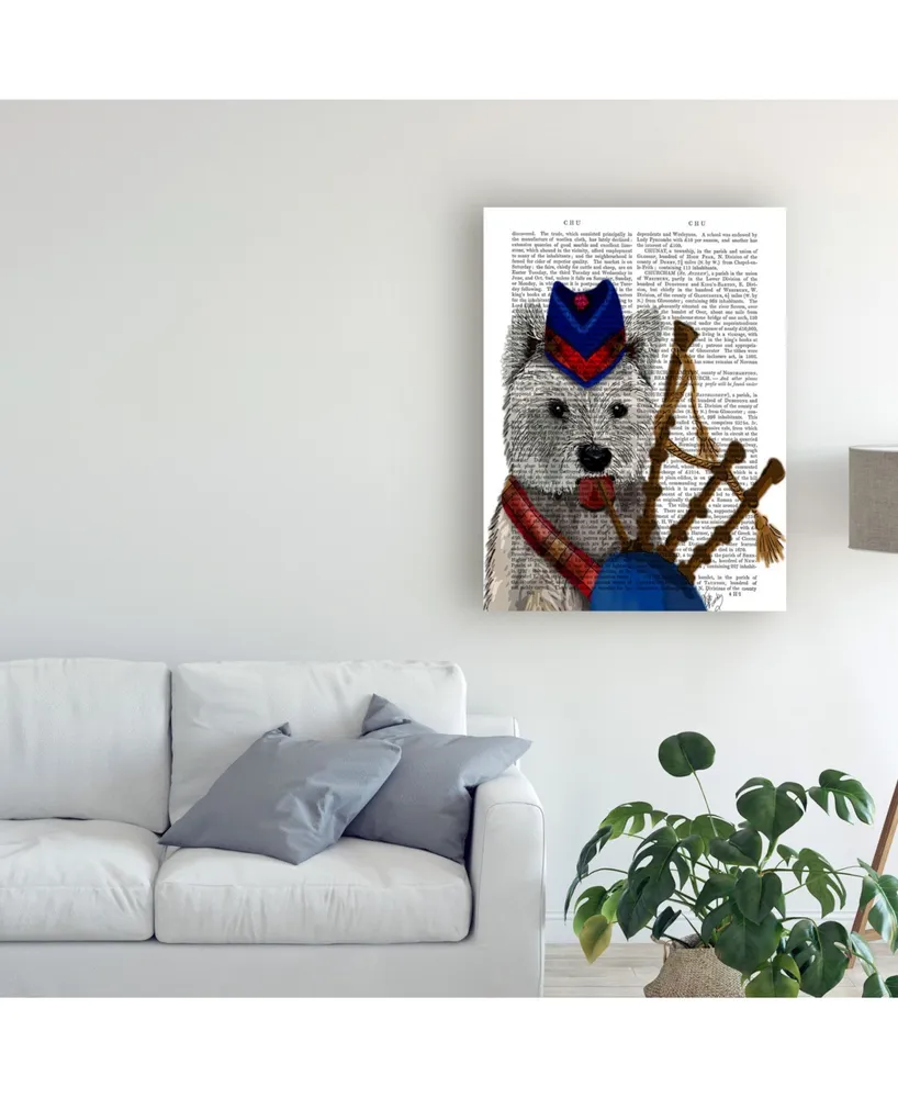 Fab Funky West Highland Terrier and Bagpipes Canvas Art - 15.5" x 21"