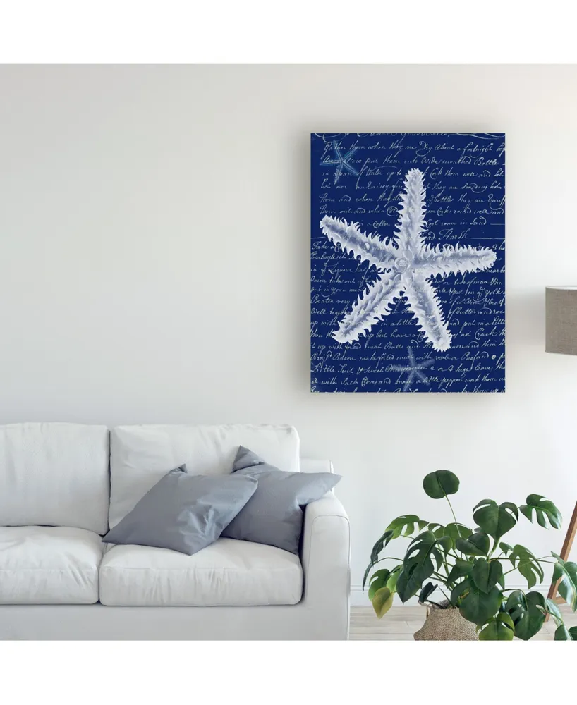 Fab Funky White Starfish on Blue B Canvas Art