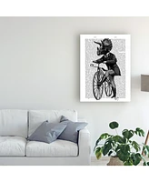 Fab Funky Triceratops Man on Bike, Dinosaur Canvas Art - 19.5" x 26"