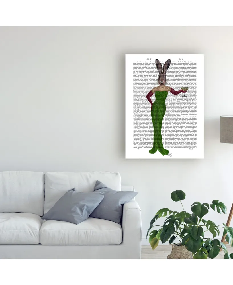 Fab Funky Rabbit Green Dress Canvas Art