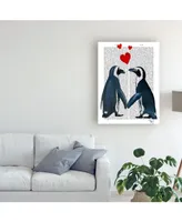 Fab Funky Penguins with Love Hearts Canvas Art