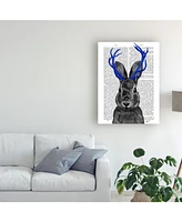 Fab Funky Jackalope with Blue Antlers Canvas Art - 19.5" x 26"