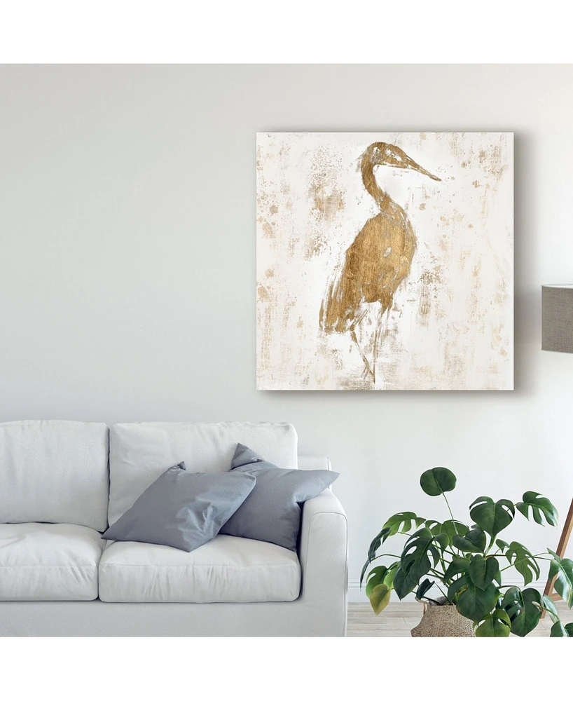 Jennifer Goldberger Gilded Heron I Canvas Art - 20" x 25"
