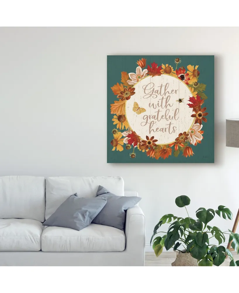 Katie Pertiet Fall Garden V Teal Canvas Art