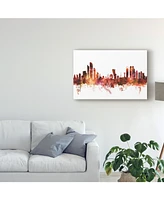 Michael Tompsett Abu Dhabi Skyline Red Canvas Art - 37" x 49"