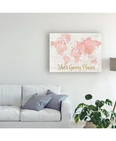 Sue Schlabach Across the World She's Going Places Pink Canvas Art - 20" x 25"