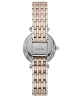 Fossil Women's Mini Carlie Two-Tone Stainless Steel Bracelet Watch 28mm