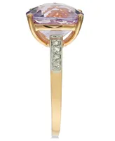 Pink Amethyst (6-1/10 ct. t.w.) & Diamond (1/10 ct. t.w.) Ring in 14k Rose Gold