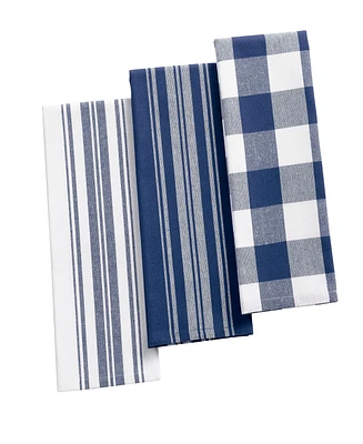 Elrene Farmhouse Living Stripe and Check Kitchen Towels - Set of 3