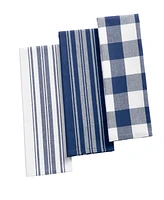 Elrene Farmhouse Living Stripe and Check Kitchen Towels - Set of 3