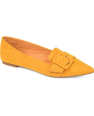 Journee Collection Women's Audrey Buckle Pointed Toe Ballet Flats