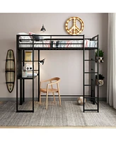 EveryRoom Alix Twin Metal Loft Bed with Desk