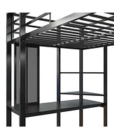 EveryRoom Alix Twin Metal Loft Bed with Desk