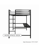 EveryRoom Mason Metal Full Loft Bed with Desk