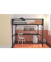 EveryRoom Mason Metal Full Loft Bed with Desk