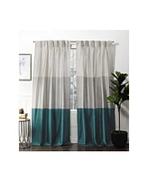 Exclusive Home Curtains Chateau Striped Faux Silk Pinch Pleat Curtain Panel Pair, 27" x 96"