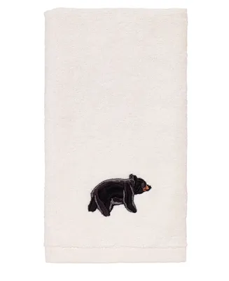 Avanti Black Playful Bears Lodge Cotton Fingertip Towel, 11" x 18"