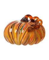 Glitzhome Striped Glass Large Pumpkin