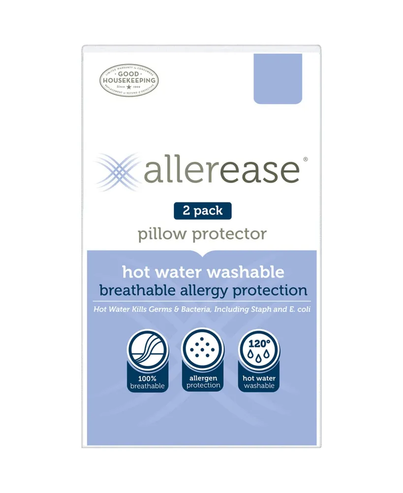 AllerEase Hot Water Washable Zippered 2-Pack Pillow Protector
