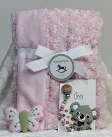 3 Stories Trading Baby Girls Blanket, Pacifier Clip, Teether, and Toy, 4 Piece Set