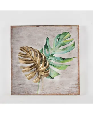 Luxen Home 2 piece Wood and Metal Tropical Leaf Wall Plaque