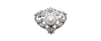 Cultured Freshwater Pearl (12mm) & Cubic Zirconia Pin in Sterling Silver