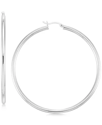 Round Hoop Earrings 14k Gold Over Silver