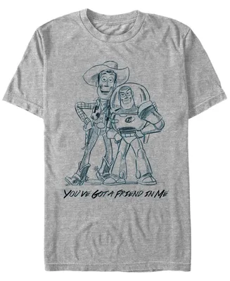 Disney Pixar Men's Toy Story Woody and Buzz You Gotta Friend Sketch Short Sleeve T-Shirt